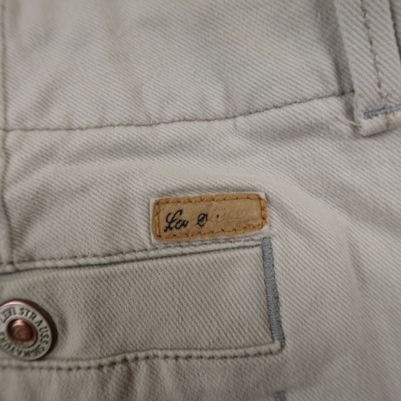 VTG Levis Pants Womens 14 Beige Chino Trouser Flare Boot High Rise Stretch Y2K - Picture 13 of 16